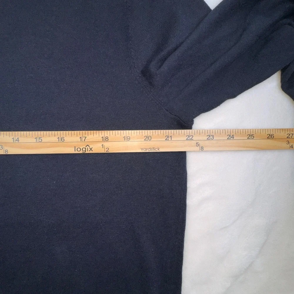 Banana Republic Sweater Mens Large Navy Blue Silk Linen Blend Crew Neck Pullover